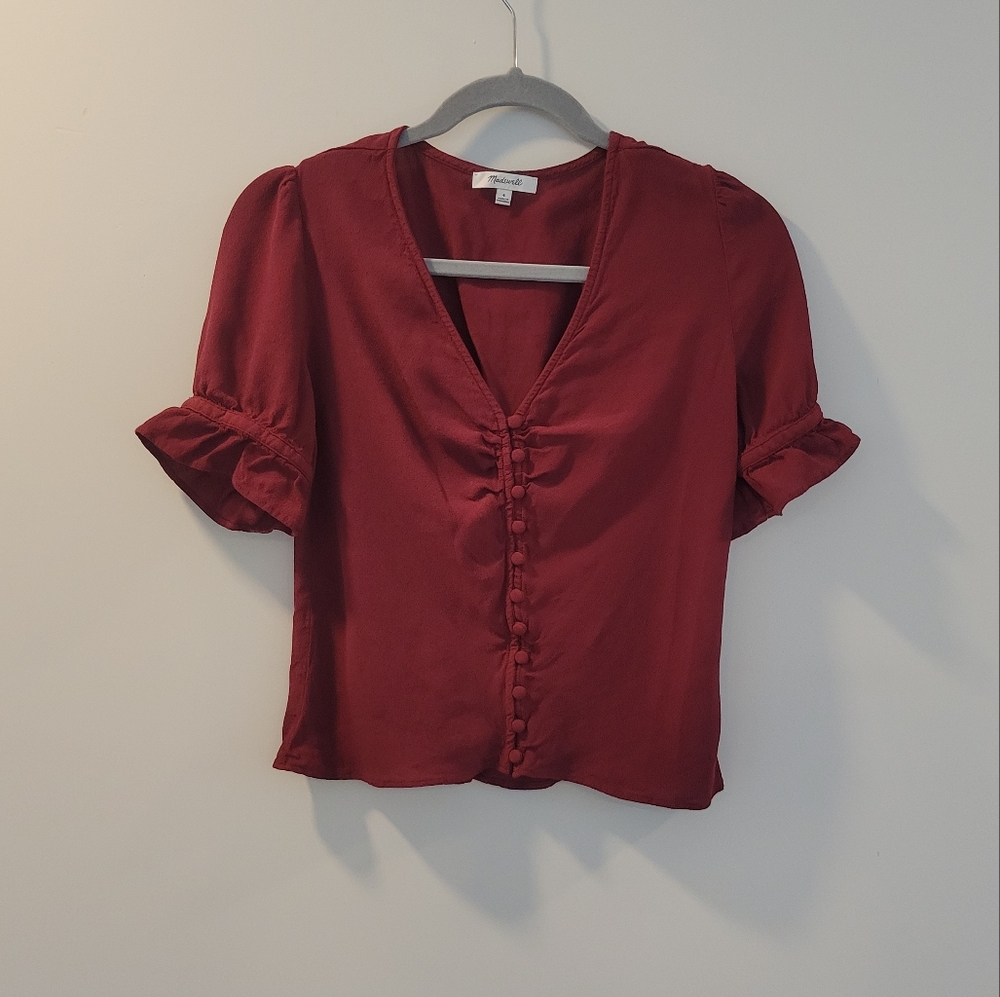 Madewell Red Silk Top Women Size 4